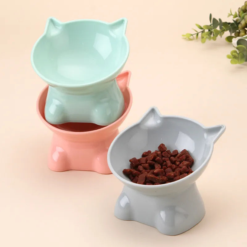 Plastic Tilted Elevated Cat Bowl Non-Slip Cat Bowl Elevated Cat Food Bowl Small Dogs Drinking Eating Feeder Accessories