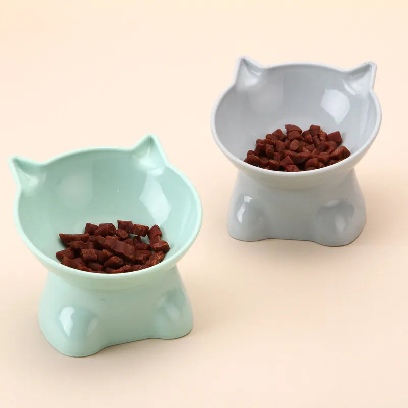 Plastic Tilted Elevated Cat Bowl Non-Slip Cat Bowl Elevated Cat Food Bowl Small Dogs Drinking Eating Feeder Accessories