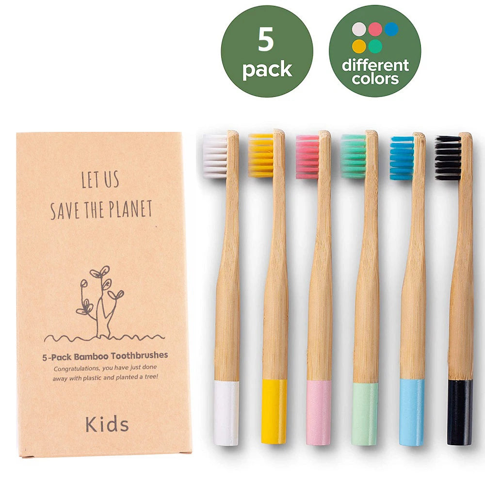 Bamboo Toothbrushes 5 Pack BPA Free