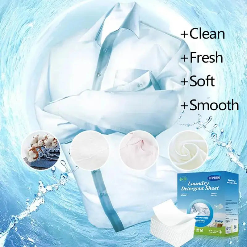 60 Pcs/lot Eco Friendly Laundry Detergent Soap Sheet Plastic Free